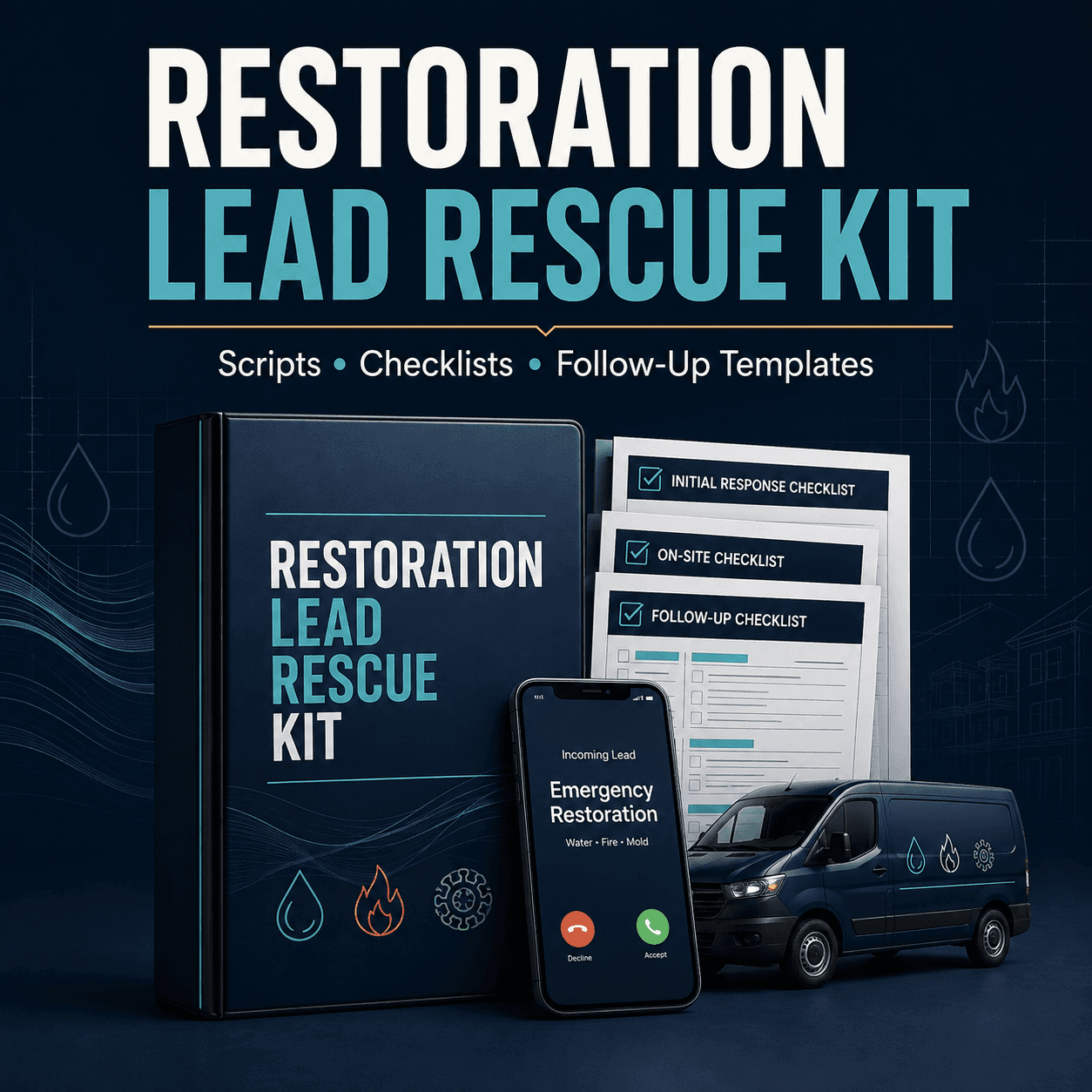 Restoration Lead Rescue Kit — scripts, checklists, and follow-up templates